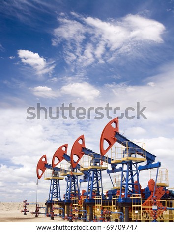 Pump jacks on a oil field