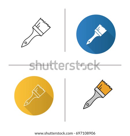 Paint brush icon. Flat design, linear and color styles. Isolated vector illustrations