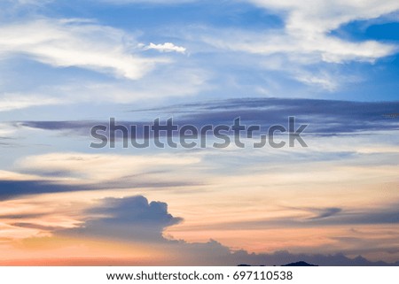 Evening sky and white cloud for add text above .Clearing day and Good weather in the Evening.Weather in the evening.