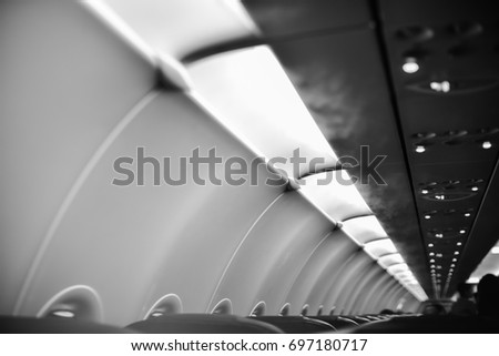 Ceiling of plane inside an airplane