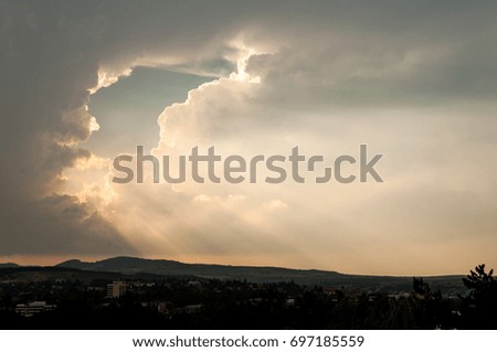 sunset with clouds. Bulgaria Bankya