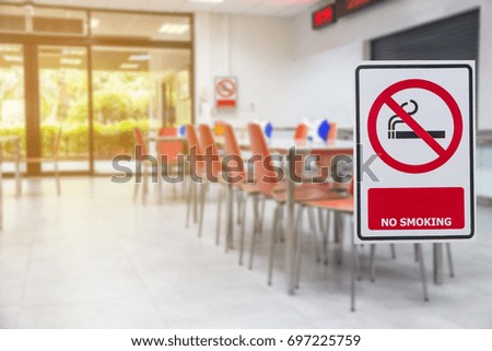 label no smoke stick on glass entrance canteen room,caution safety awareness
