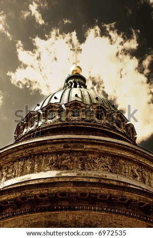 Sepia toned picture of christian church