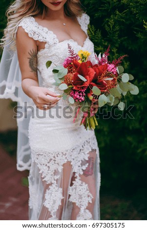 The portrait of a beautiful bride on wedding day