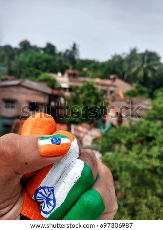 Indian flag painted on hand,independence day