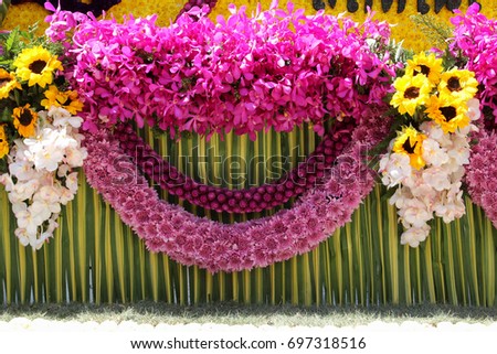 Colorful flower decoration in Chiangmai Flower Festival 2017, Northern Thailand.