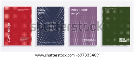 Minimalistic cover design templates. Layout set for covers of books, albums, notebooks, reports, magazines. Star, dot halftone gradient effect, flat modern abstract design Geometric mock-up texture. Royalty-Free Stock Photo #697335409