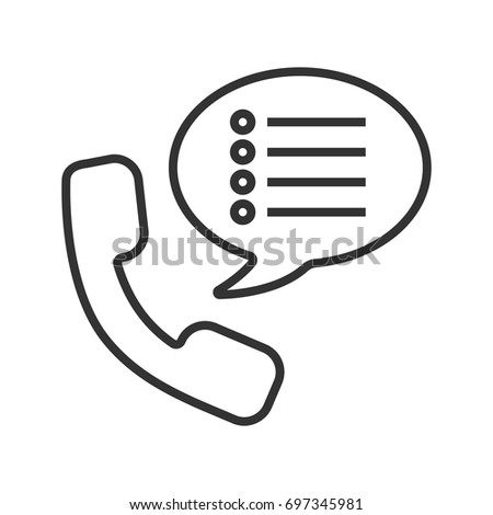 Phone settings linear icon. Thin line illustration. Handset with preferences inside speech bubble. Contour symbol. Vector isolated outline drawing