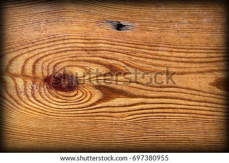 Old Weathered Varnished Knotted Pine Wood Plank Vignetted Grunge Texture