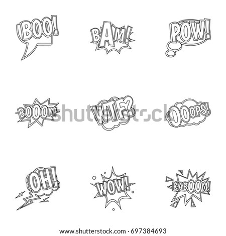 Slang icons set. Outline set of 9 slang vector icons for web isolated on white background
