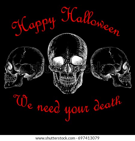 The Vector skulls halloween  for  T-shirt design or outwear.  Skull style background.