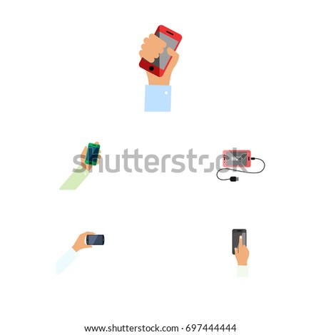 Flat Icon Touchscreen Set Of Keep Phone, Touchscreen, Smartphone And Other Vector Objects. Also Includes Touchscreen, Display, Interactive Elements.