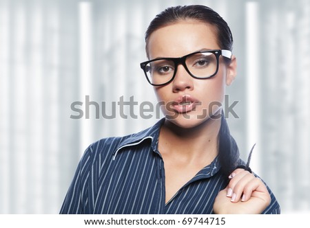 Closeup portrait of cute young business woman