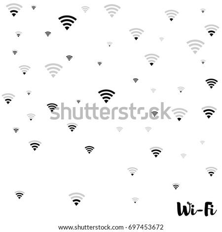 Wi-Fi icons vector pattern. Wireless internet area, wifi mobile network, connection symbols. Black and white background, wi-fi zone concept. Digital technology signs, communication service elements.