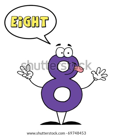 Friendly Number 8 Eight Guy With Speech Bubble