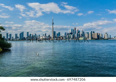 Beautiful Toronto's skyline over lake. Toronto, Ontario, Canada.