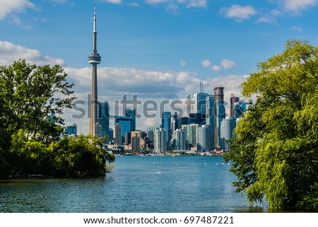 Beautiful Toronto's skyline over lake. Toronto, Ontario, Canada.