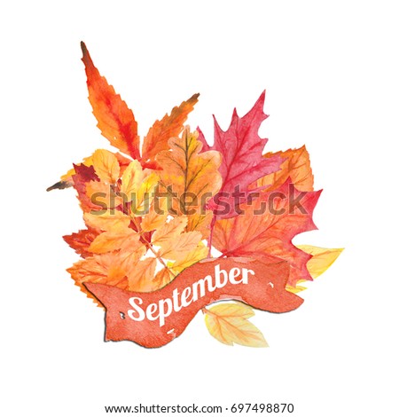 Watercolor autumn composition