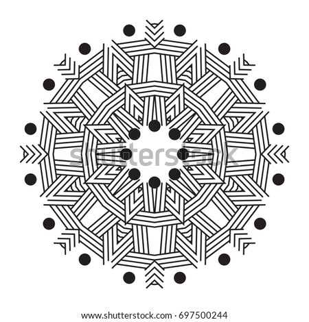 Mandala with geometric patterns, stripes, intersections