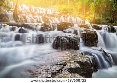 Beautiful deep forest waterfall at Sam lan waterfall National Park Saraburi Thailand