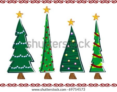 Christmas Trees: A set of four modern Christmas trees.