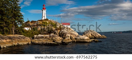 Point Atkinson Lighthouse, Lighthouse Park, West Vancouver, British Columbia, Canada. Royalty-Free Stock Photo #697562275