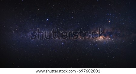 Panorama milky way galaxy with stars and space dust in the universe. High resolution
