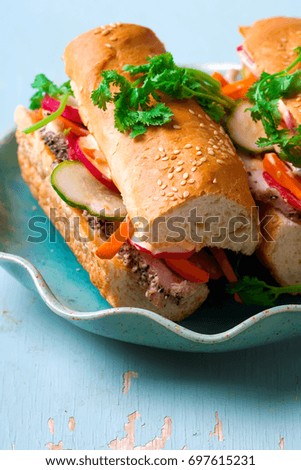 Vietnamese Turkey Sandwich.selective focus