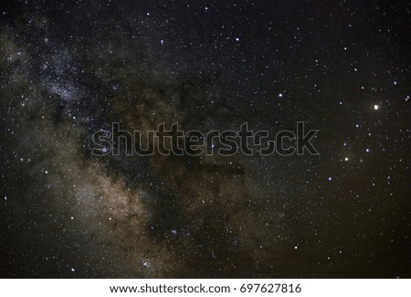 Close-up of Milky way galaxy with stars and space dust in the universe