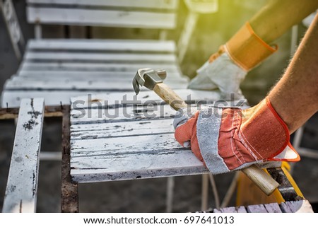 Construction Worker Using High Dynamic Range tone Royalty-Free Stock Photo #697641013