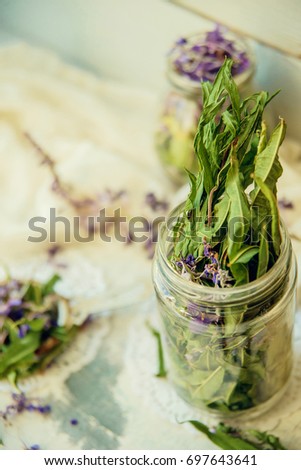 Herbal tea, homemade tea from edible flowers Ivan-tea, a traditional Russian tea, welding