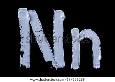 Alphabet.Oil paint.Letter N on a black