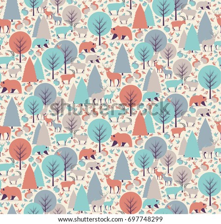 Mountain animals seamless pattern / background