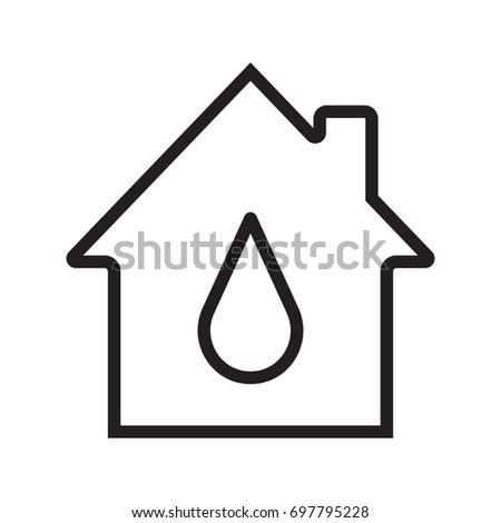 Water supply linear icon. Thin line illustration. House with water drop inside. Contour symbol. Vector isolated outline drawing