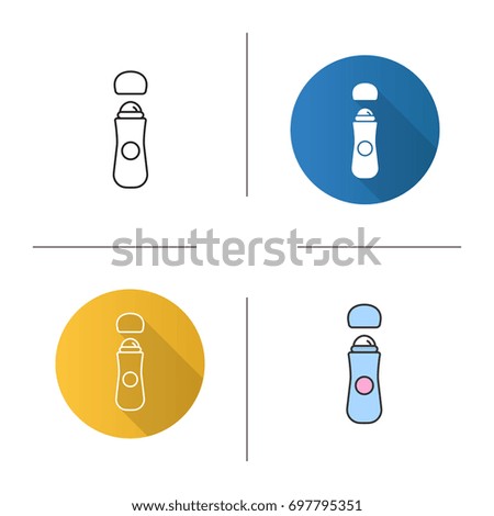 Roll antiperspirant icon. Flat design, linear and color styles. Isolated vector illustrations