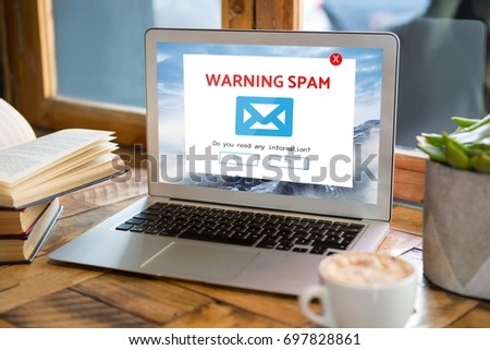 Digital composite of Email spam on the screen