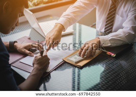 the man sign contract to borrow money from investor to invest at own business Royalty-Free Stock Photo #697842550
