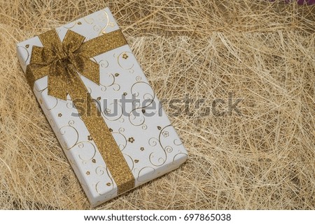 Gift box, mulberry paper background give award Have a place to write