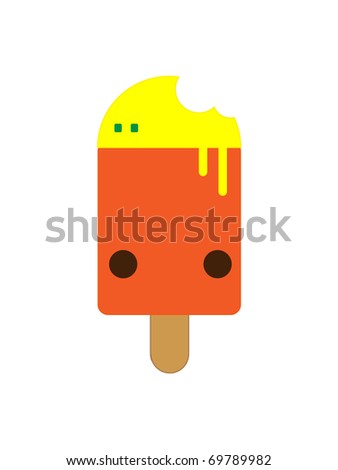 Orange and Yellow Ice Cream Lolly Isolated on White Background