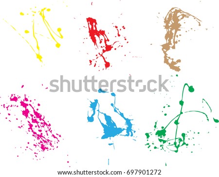 Vector paint splatters.Colorful splashes set.
