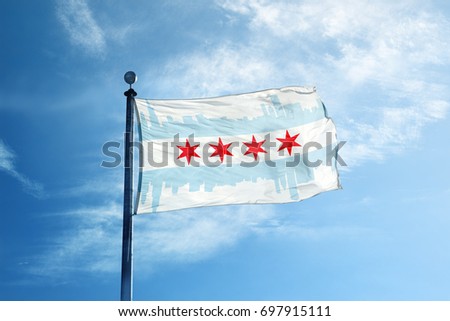 Chicago Flag Skyline on the mast