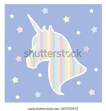 Unicorn vector icon . Head portrait horse sticker, patch badge.Dream symbol. Design for baby.