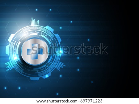 Vector abstract background. Medical technology cocept. Blue theme with copyspace.