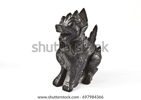 Chinese Dragon Dog Statue on White Background