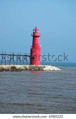 A picture of a lighthouse taken on lake michigan