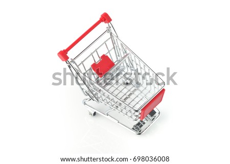 Top View of Shopping Cart Isolated on White Background