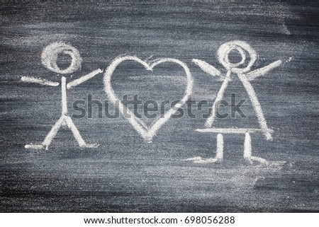 chalk board, people, heart