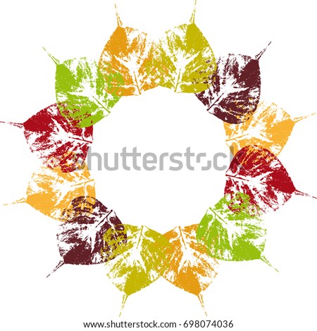 autumnal colorful leaves circle frame