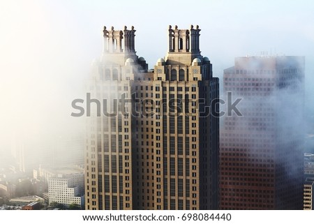 Atlanta's foggy south end buildings