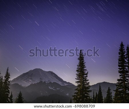 Mountain with falling stars